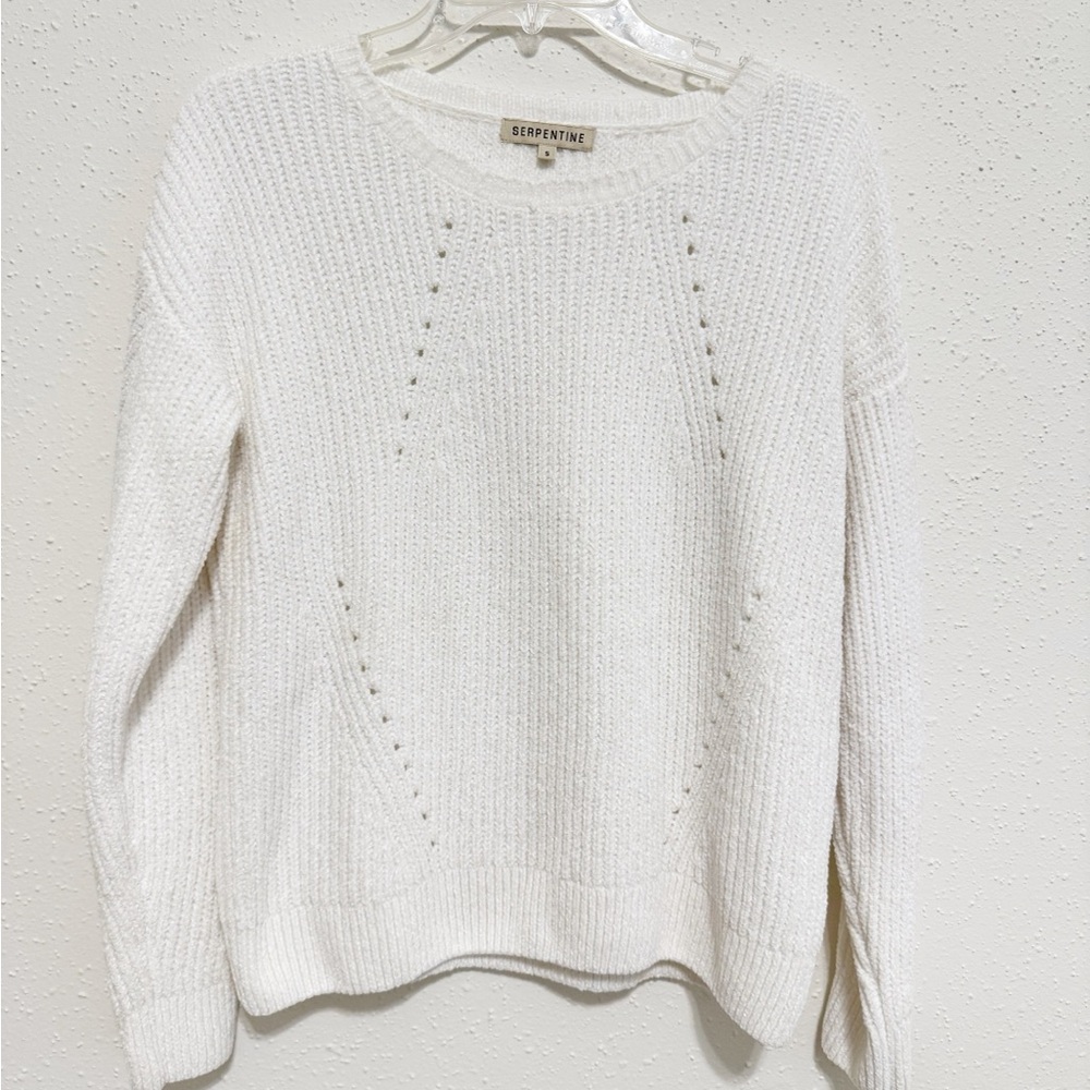 White Chenille Classic Sweater